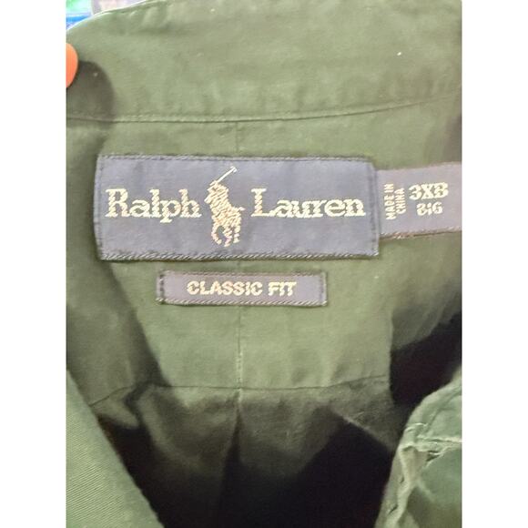 Polo Ralph Lauren 3XB Big Button Down Dress Shirt Men Classic Fit Dark Green - Picture 5 of 5